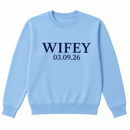 Custom Wifey and Hubby Embroidered Valentine Sweatshirt Matching Couples Jumper Mrs and Mrs Girlfriend Gift Unisex Wedding Gift Crewneck