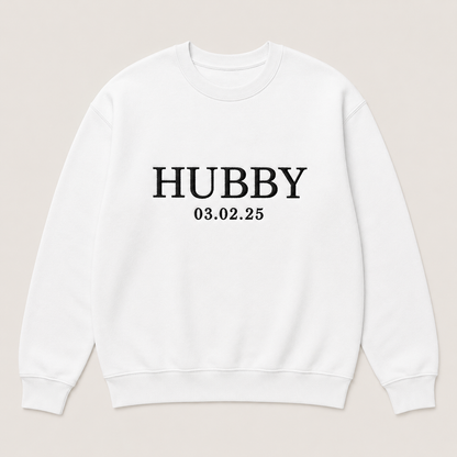 Custom Wifey and Hubby Embroidered Valentine Sweatshirt Matching Couples Jumper Mrs and Mrs Girlfriend Gift Unisex Wedding Gift Crewneck