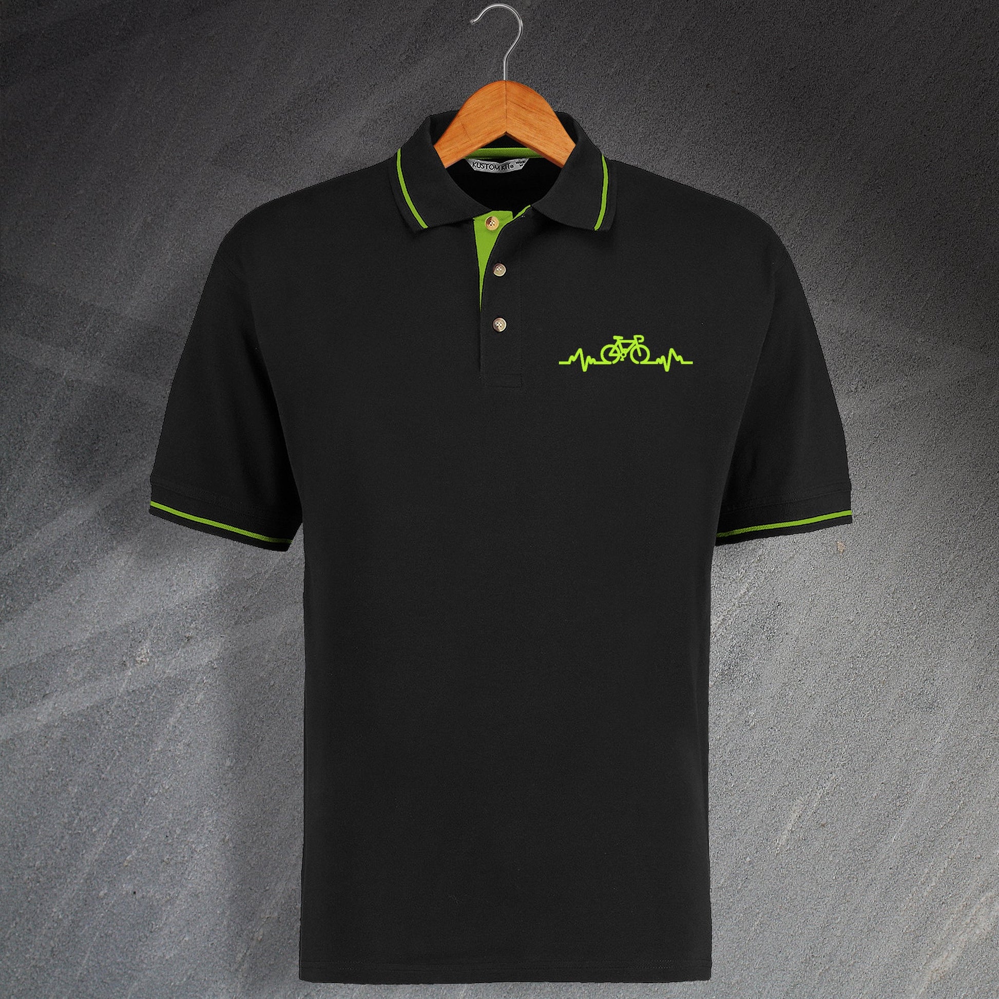 Bicycle Pulse Embroidered Contrast Polo Shirt