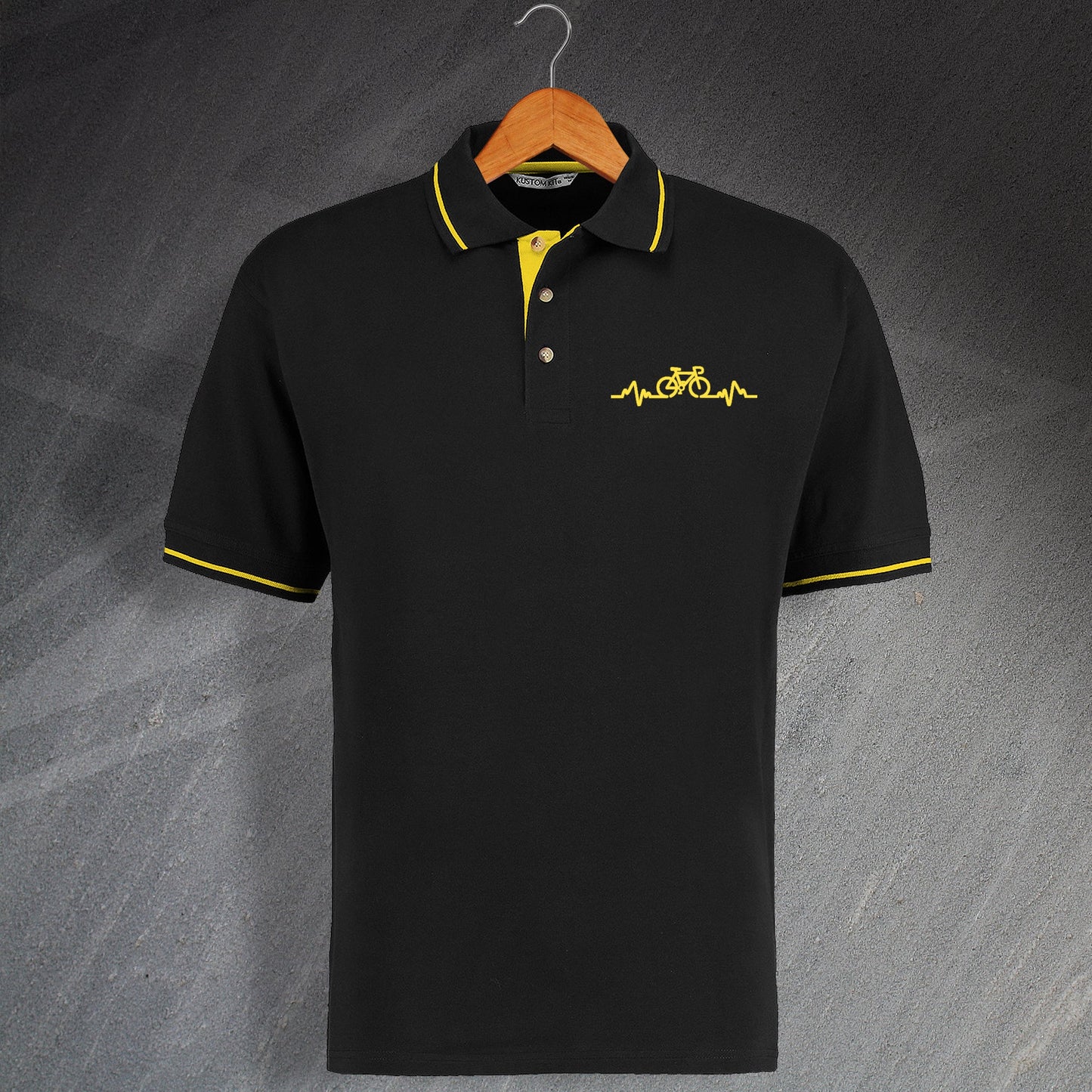 Bicycle Pulse Embroidered Contrast Polo Shirt