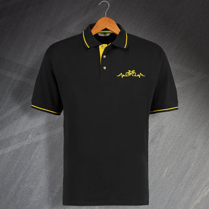 Bicycle Pulse Embroidered Contrast Polo Shirt