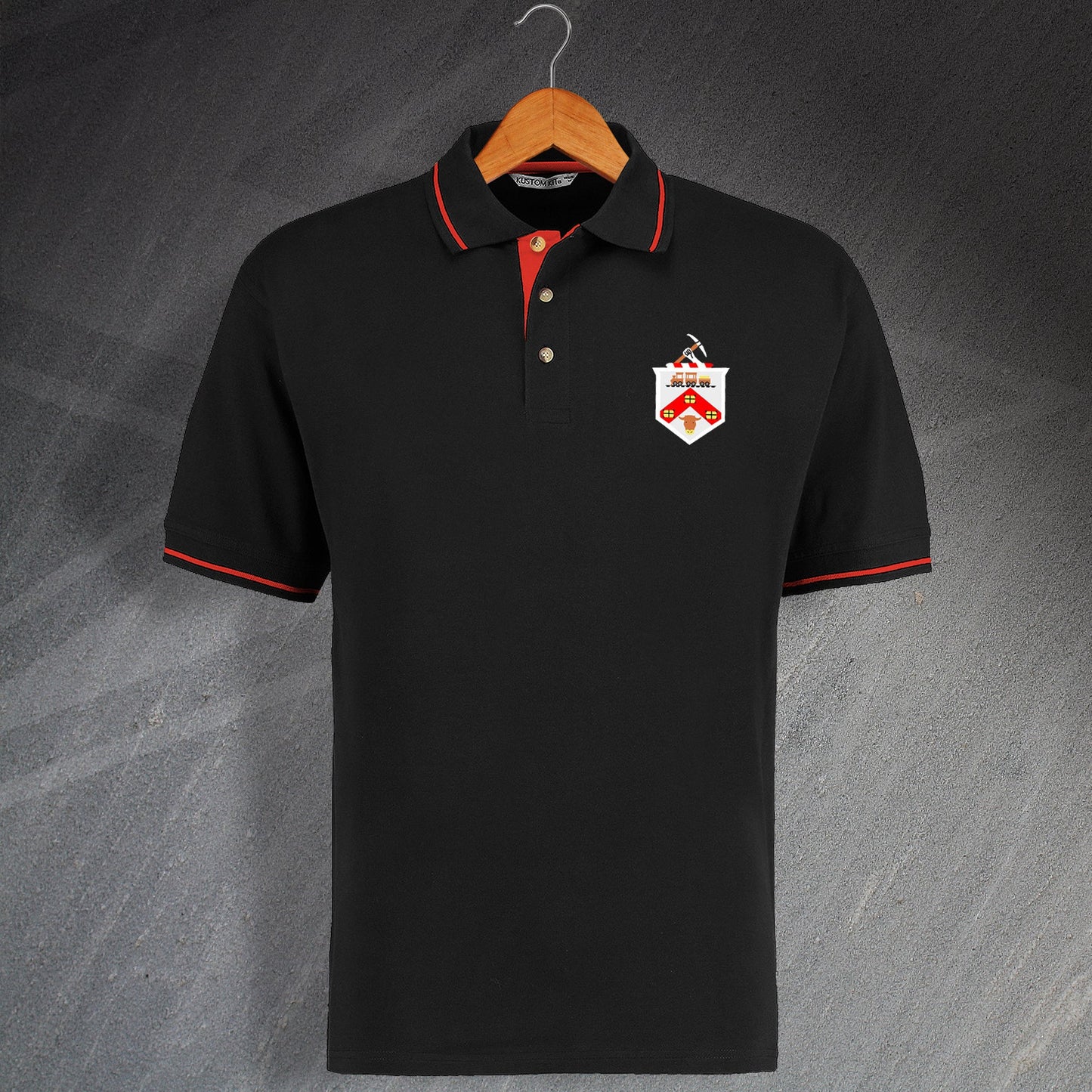 Darlington Football Polo Shirt Embroidered Contrast 1954