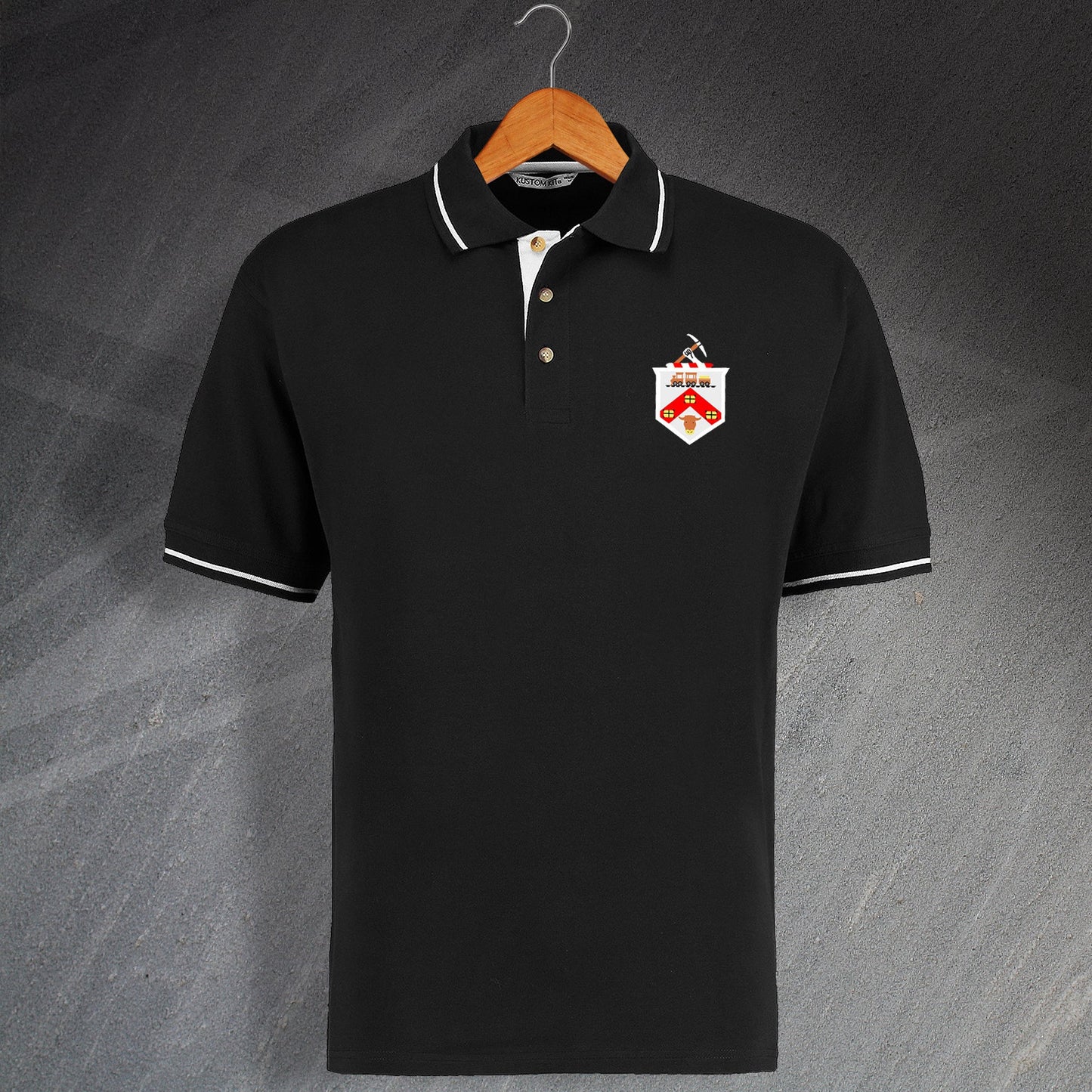 Retro Darlington Contrast Polo Shirt with Embroidered Badge