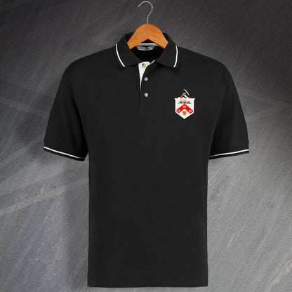 Retro Darlington Contrast Polo Shirt with Embroidered Badge