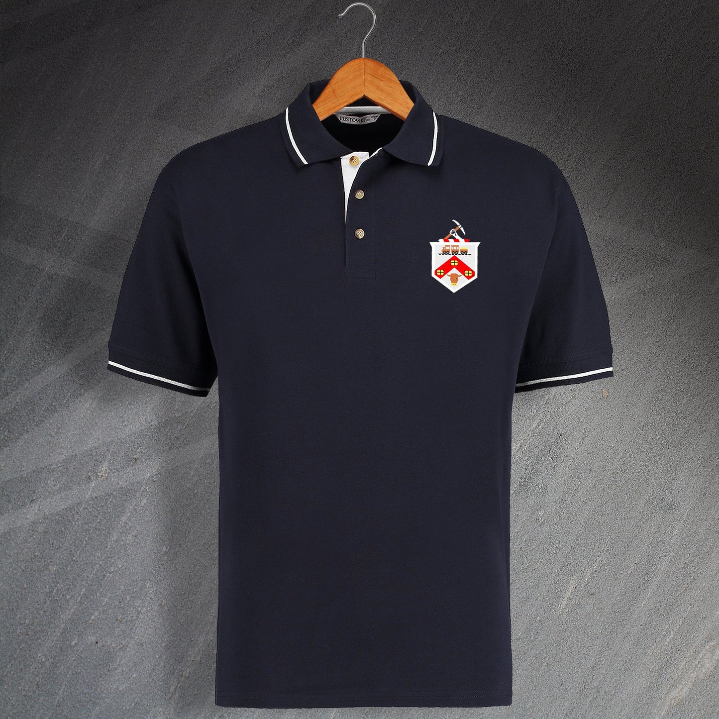 Darlington Football Polo Shirt Embroidered Contrast 1954