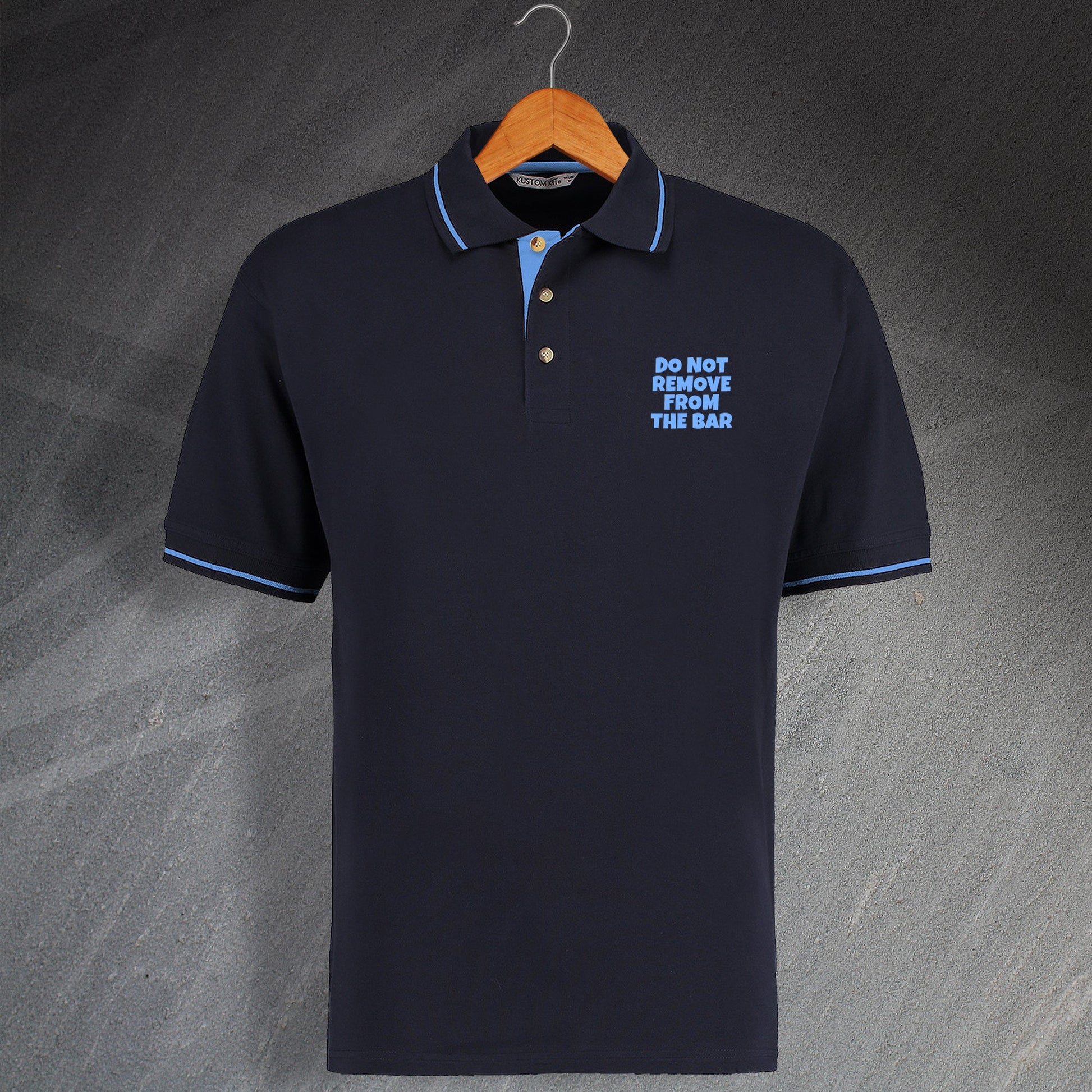 Do Not Remove from The Bar Embroidered Contrast Polo Shirt