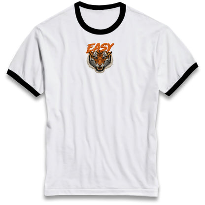 Easy Tiger Ringer Tee 90s Retro Vintage Graphic Shirt Unisex Grunge 90s Fashion Tiger Face Tee Top