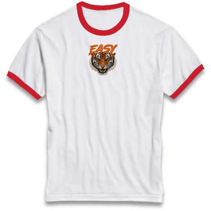 Easy Tiger Ringer Tee 90s Retro Vintage Graphic Shirt Unisex Grunge 90s Fashion Tiger Face Tee Top