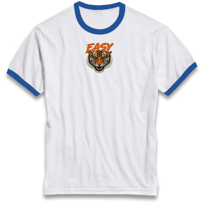 Easy Tiger Ringer Tee 90s Retro Vintage Graphic Shirt Unisex Grunge 90s Fashion Tiger Face Tee Top