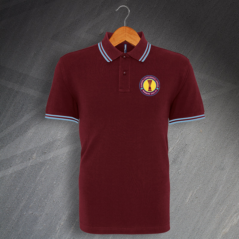 West Ham Europa Conference League Winners 2023 Embroidered Tipped Polo Shirt