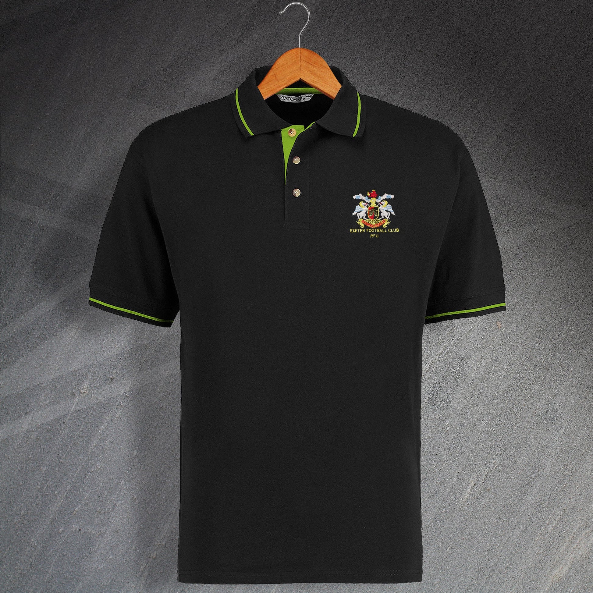 Retro Exeter FC RFU Embroidered Contrast Polo Shirt