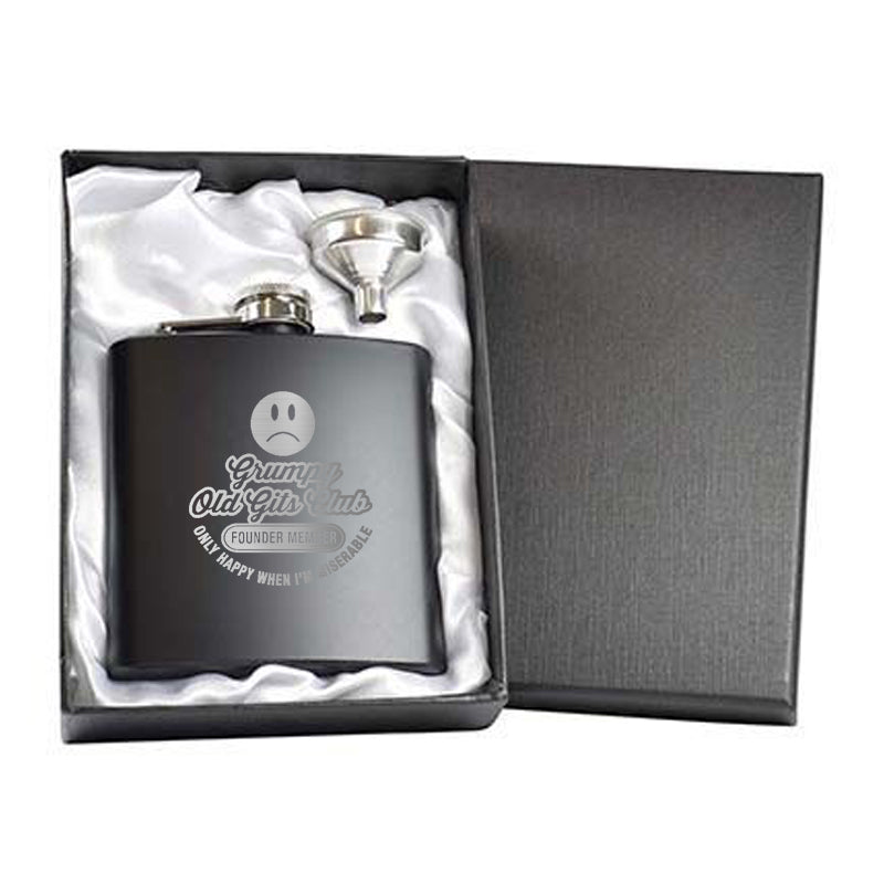 Grumpy Old Gits Club Founder Member Engraved 6oz Hip Flask