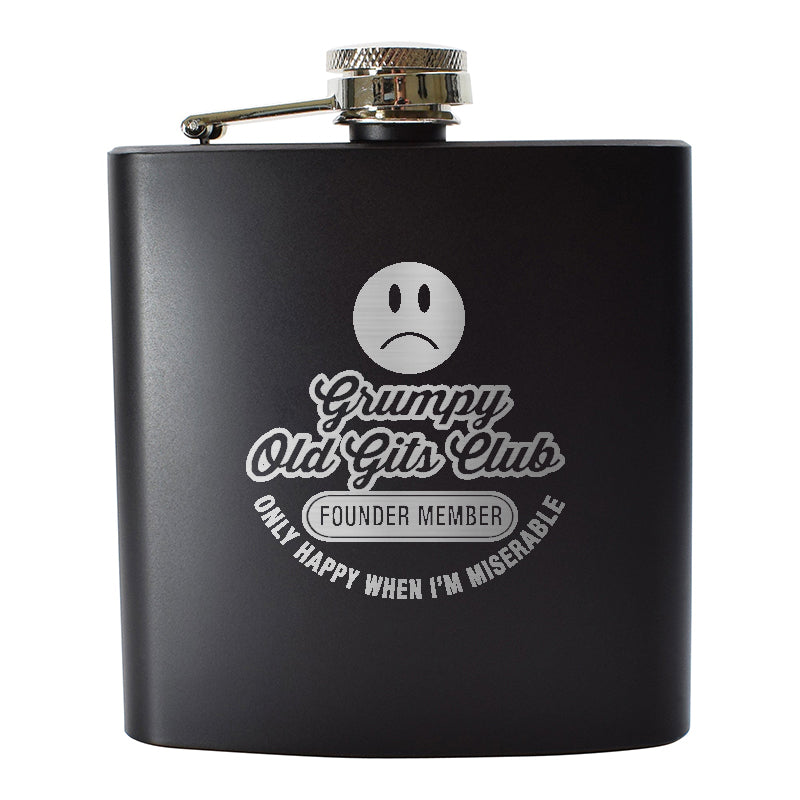 Grumpy Old Gits Club Founder Member Engraved 6oz Hip Flask