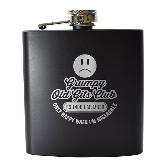 Grumpy Old Gits Club Founder Member Engraved 6oz Hip Flask