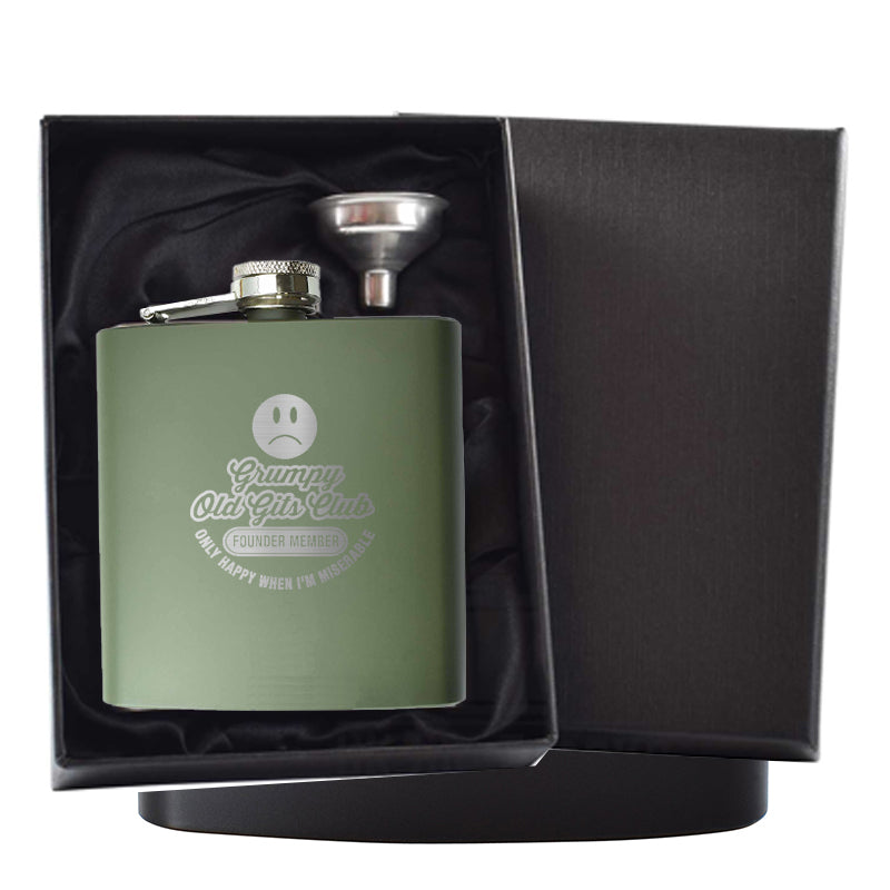 Grumpy Old Gits Club Founder Member Engraved 6oz Hip Flask