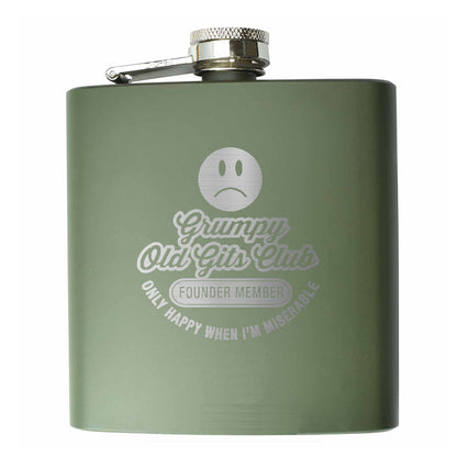 Grumpy Old Gits Club Founder Member Engraved 6oz Hip Flask
