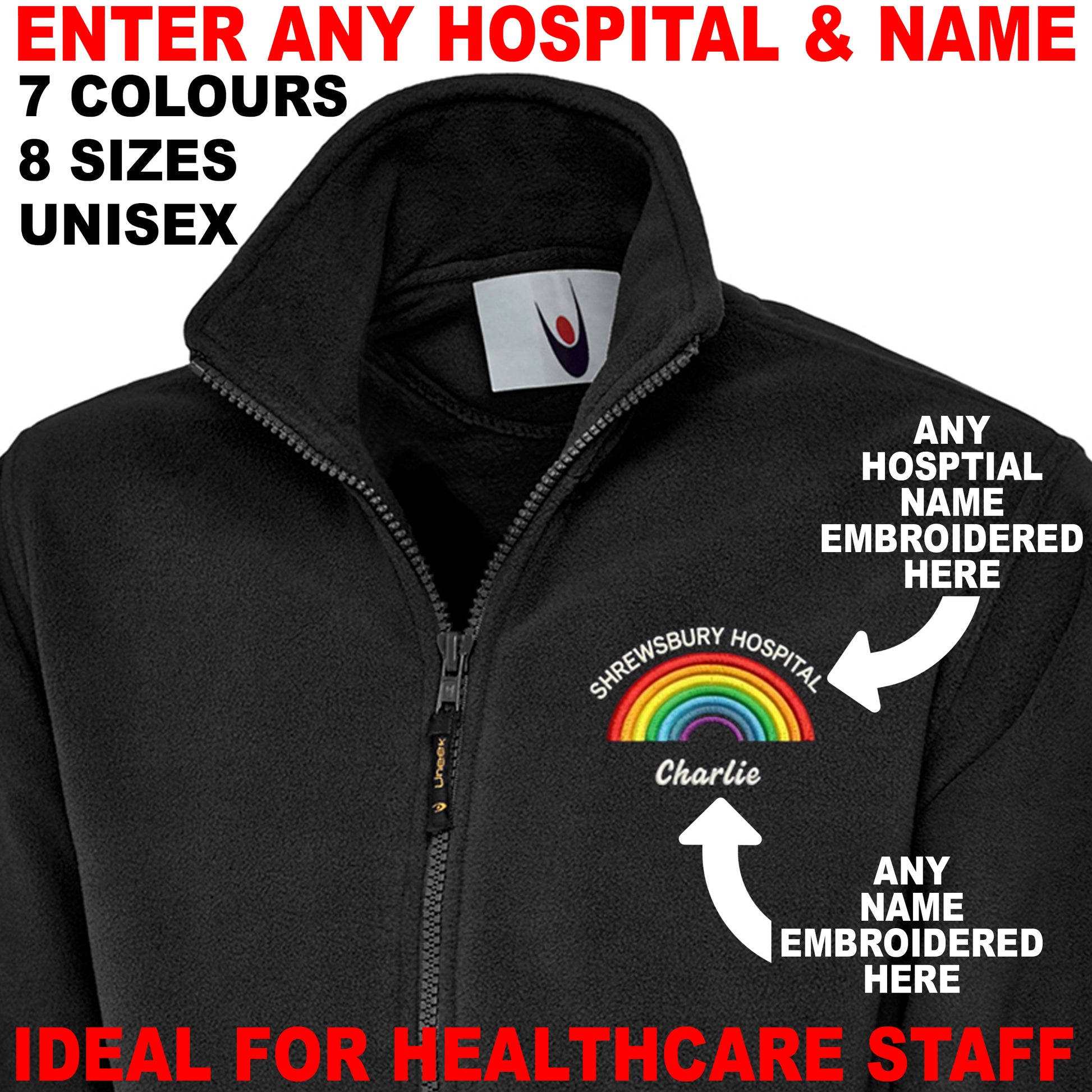 Healthcare Personalised Rainbow Fleece