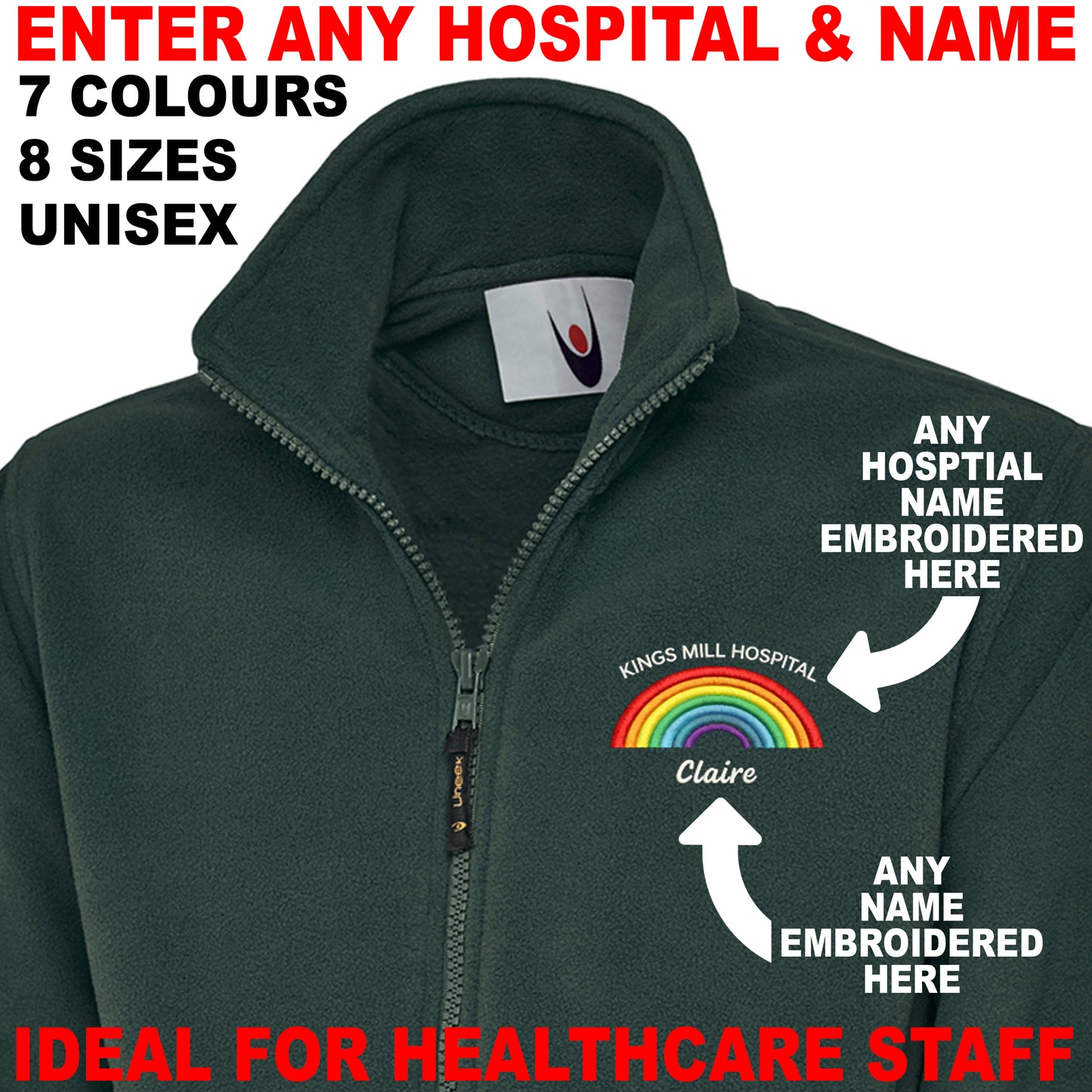 Healthcare Personalised Rainbow Fleece