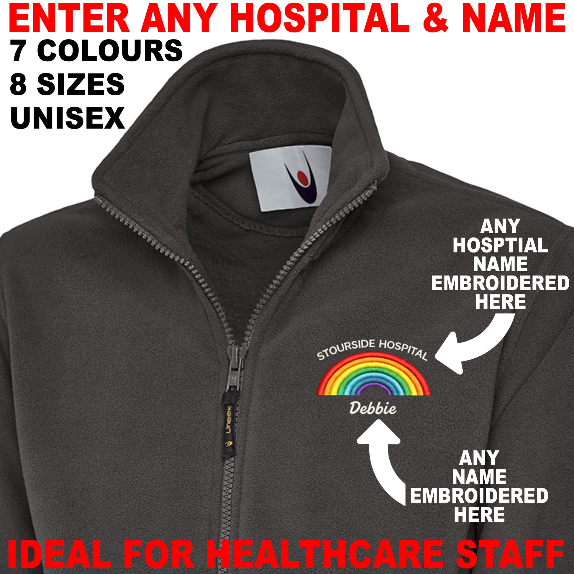 Healthcare Personalised Rainbow Fleece