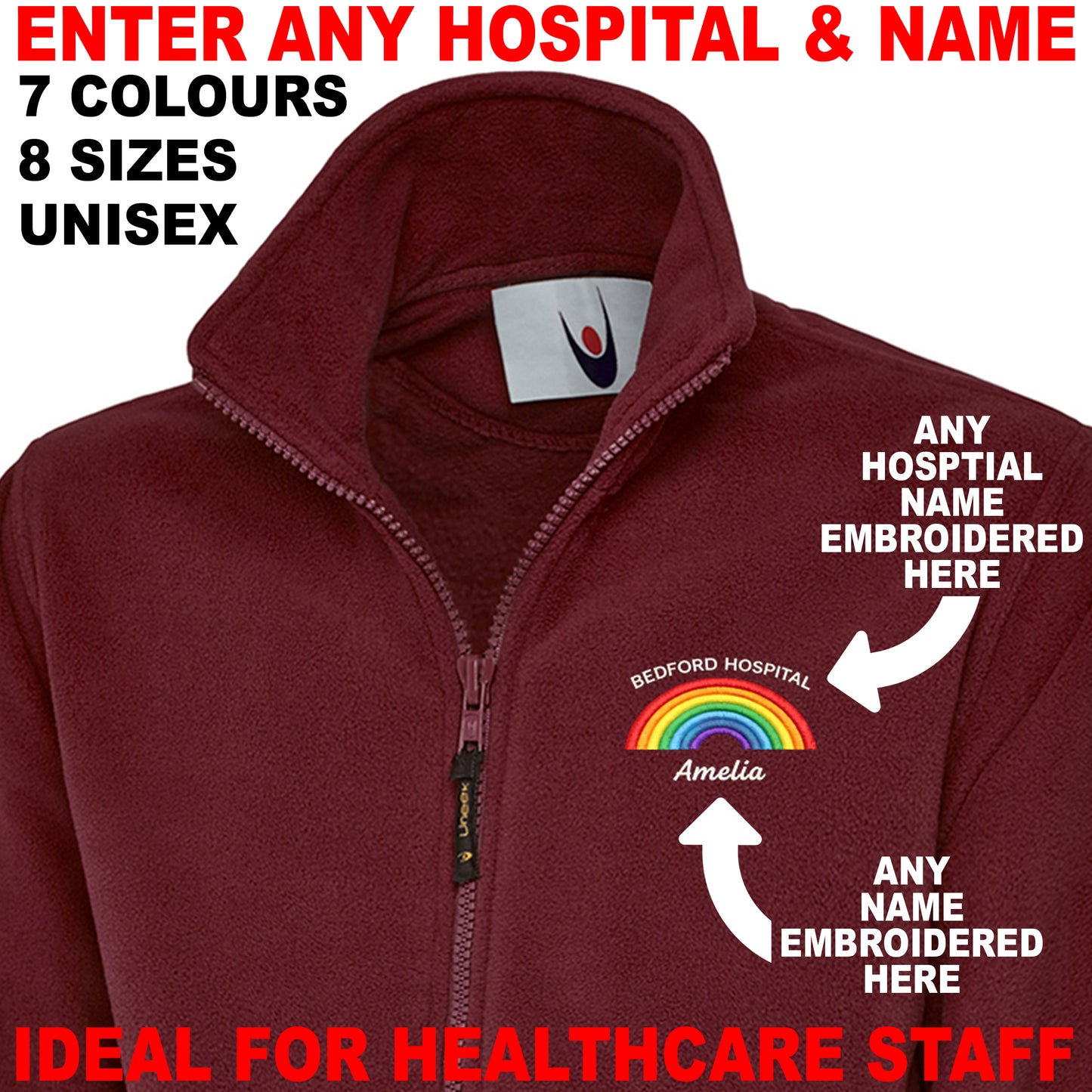 Healthcare Personalised Rainbow Fleece
