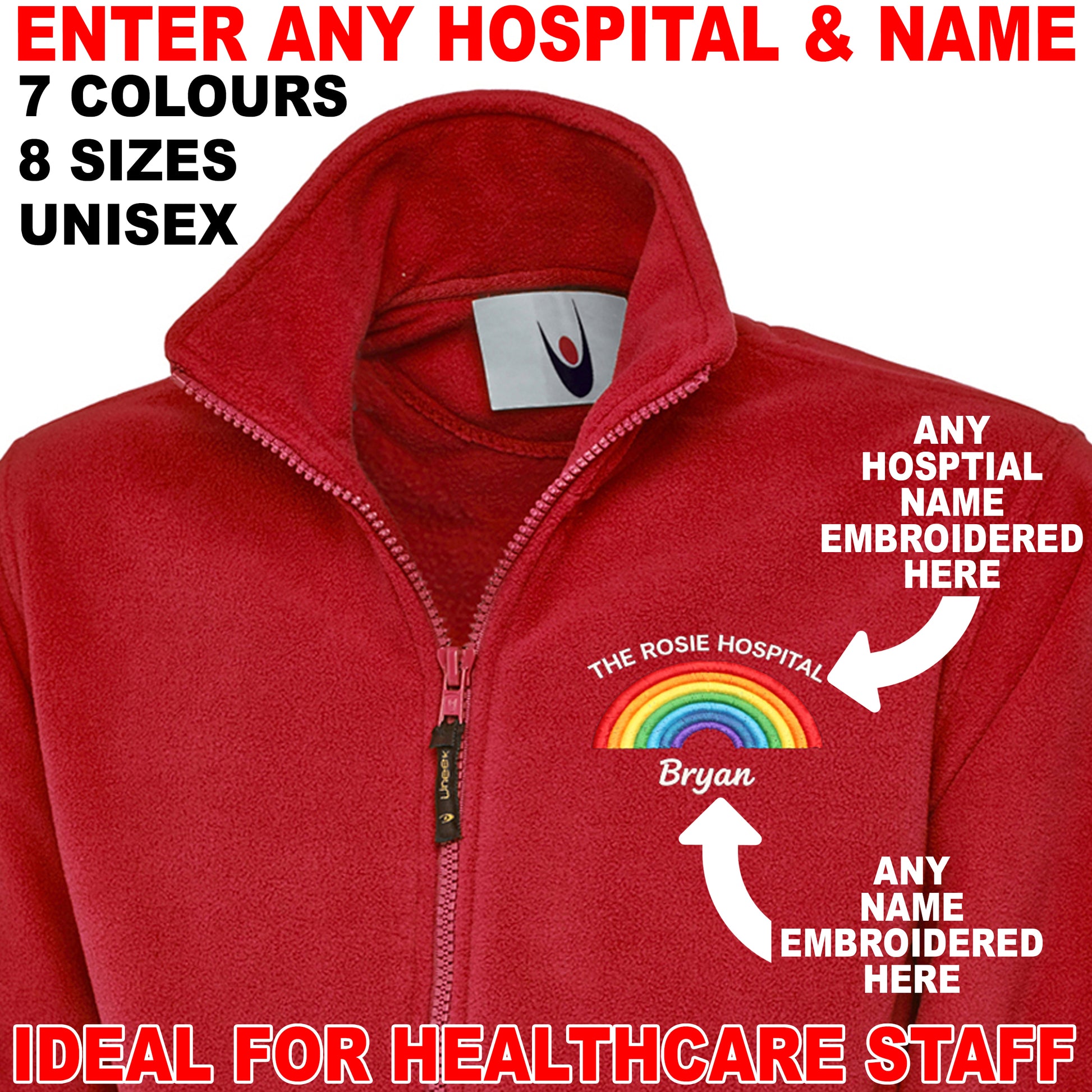 Healthcare Personalised Rainbow Fleece