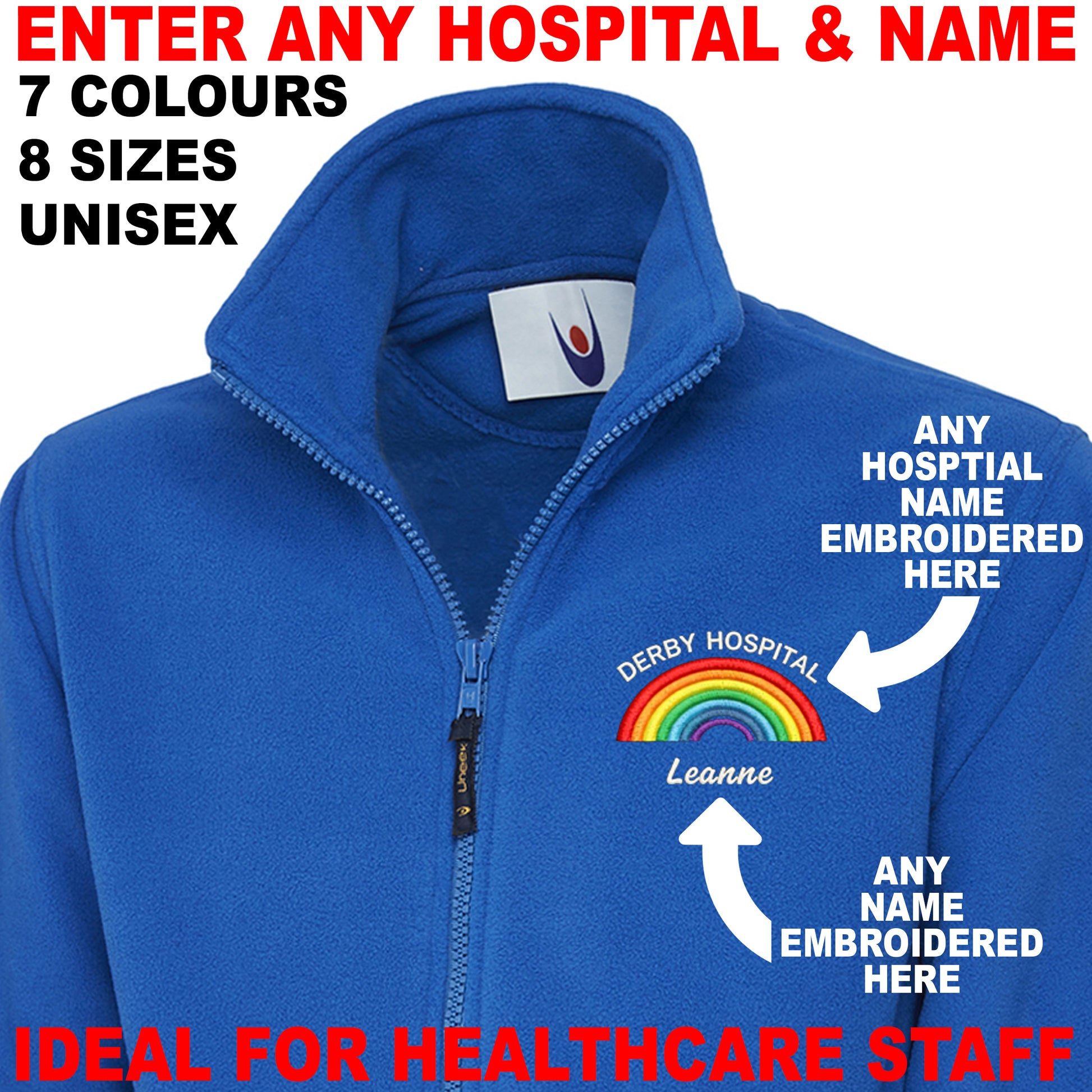 Healthcare Personalised Rainbow Fleece