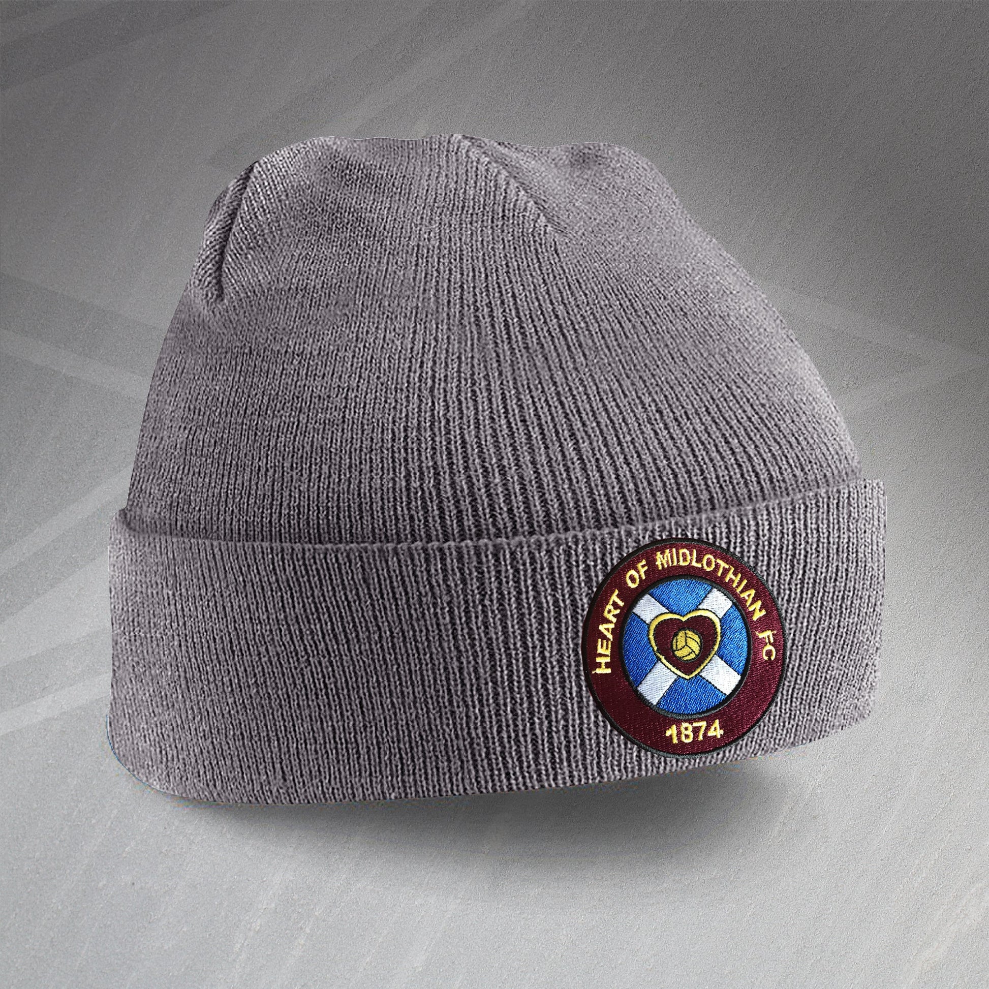 Retro Hearts Beanie Hat with Embroidered Badge
