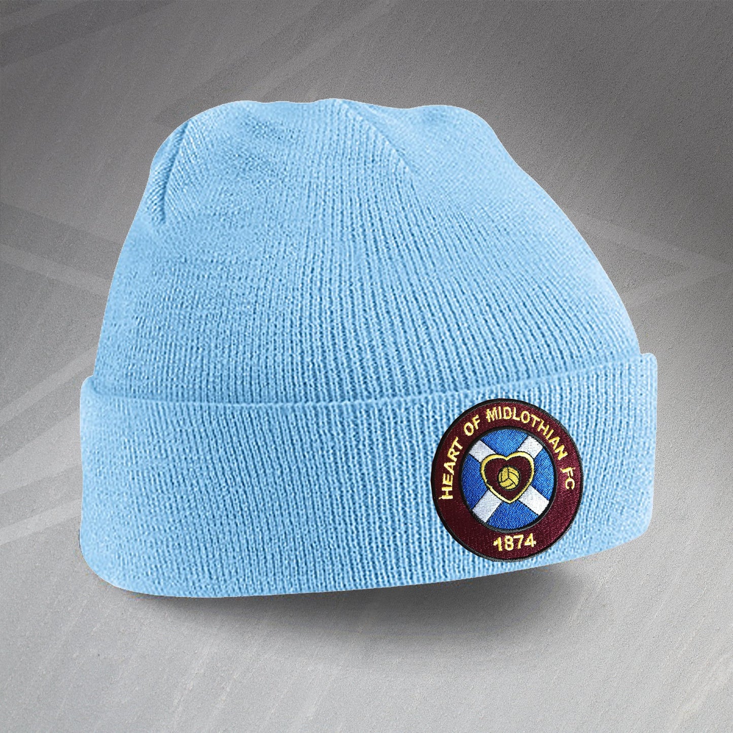 Retro Hearts Beanie Hat with Embroidered Badge
