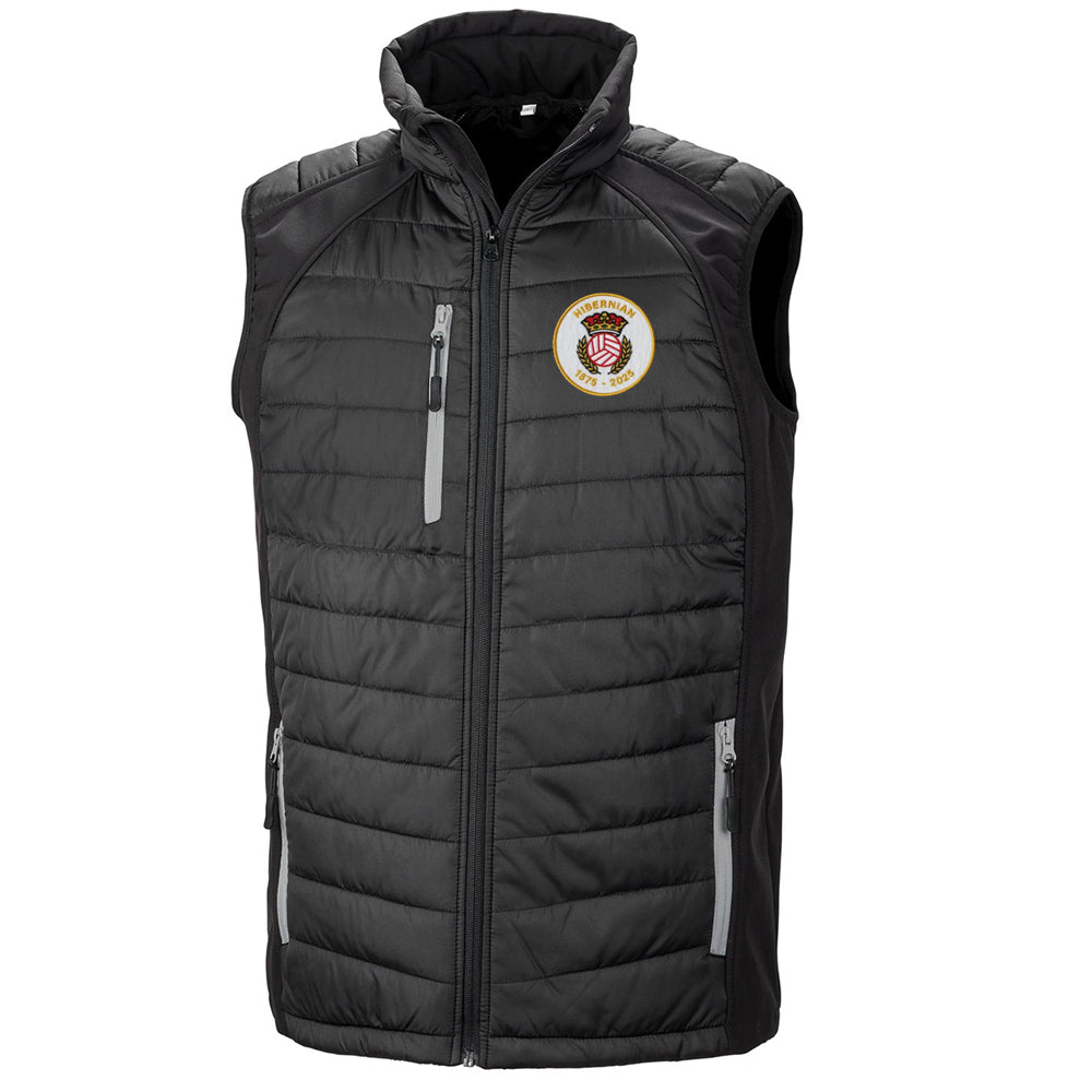 Retro Hibs 150 Year Anniversary Embroidered Compass Padded Softshell Gilet