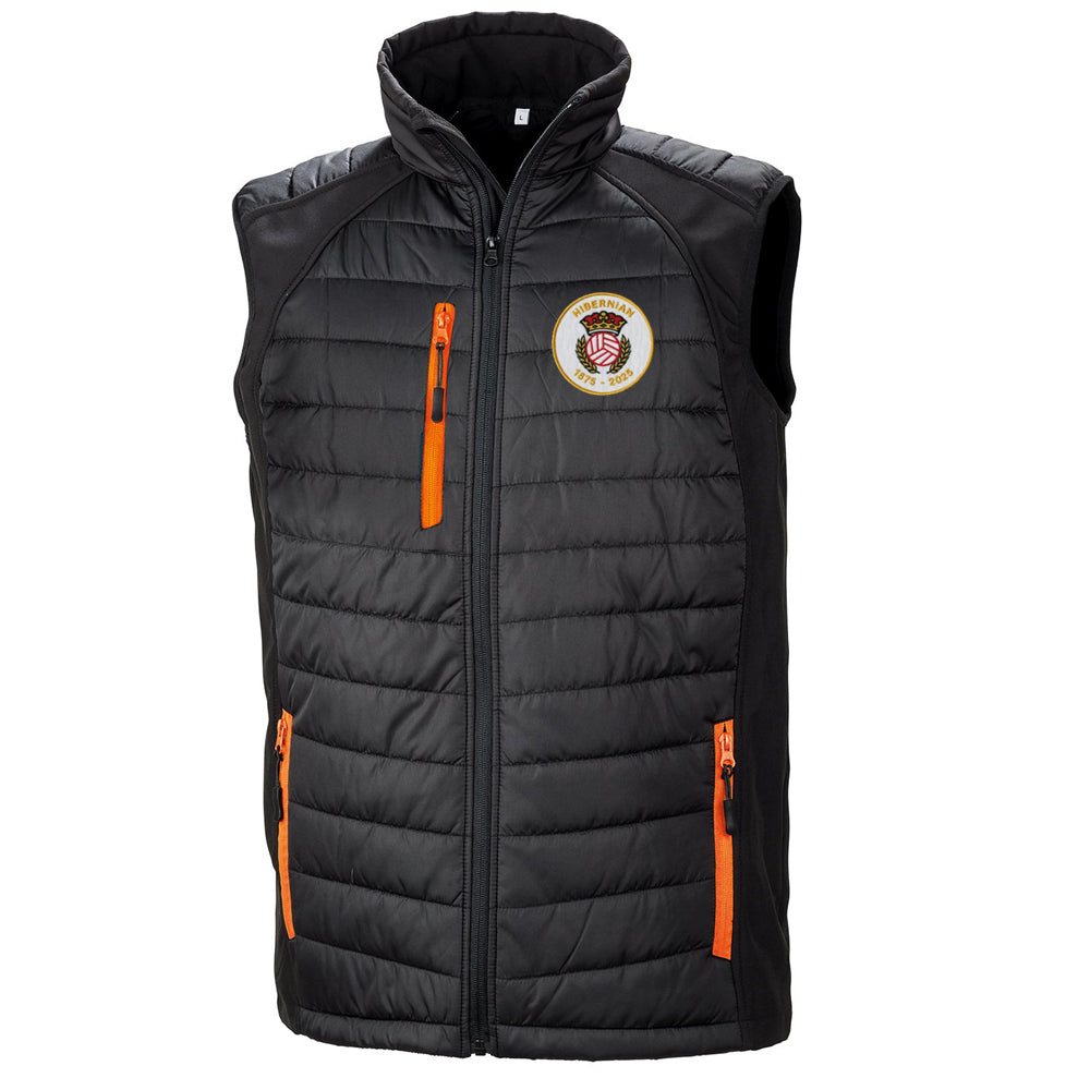 Retro Hibs 150 Year Anniversary Embroidered Compass Padded Softshell Gilet