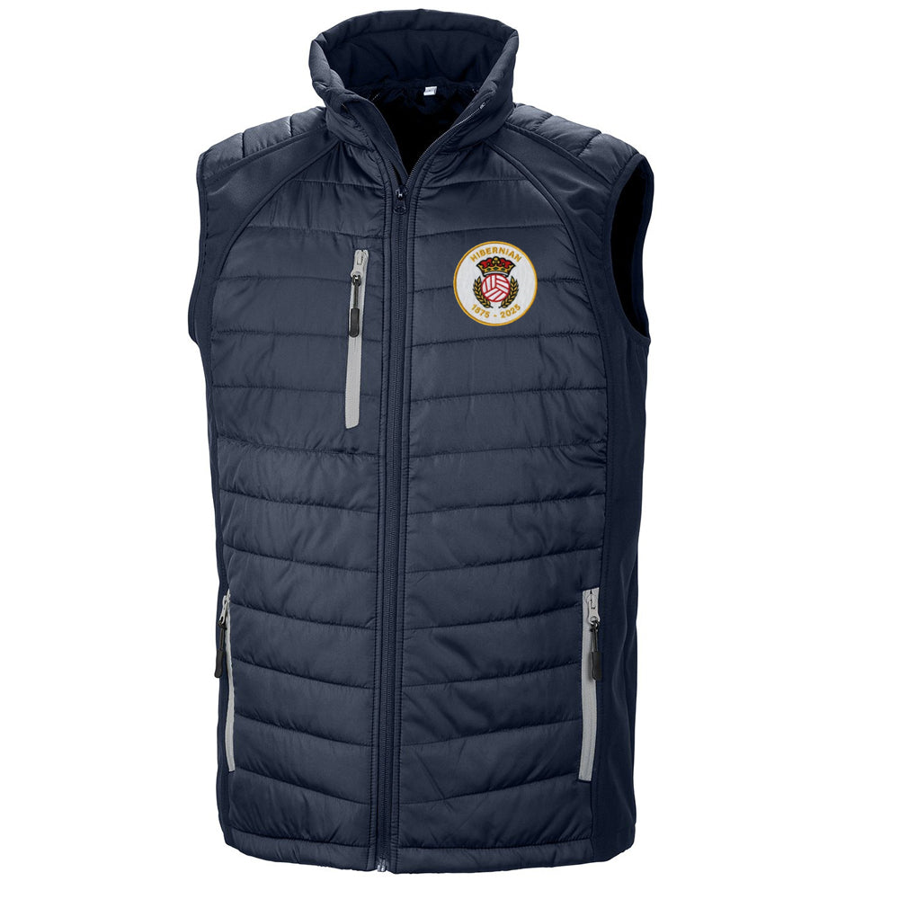 Retro Hibs 150 Year Anniversary Embroidered Compass Padded Softshell Gilet