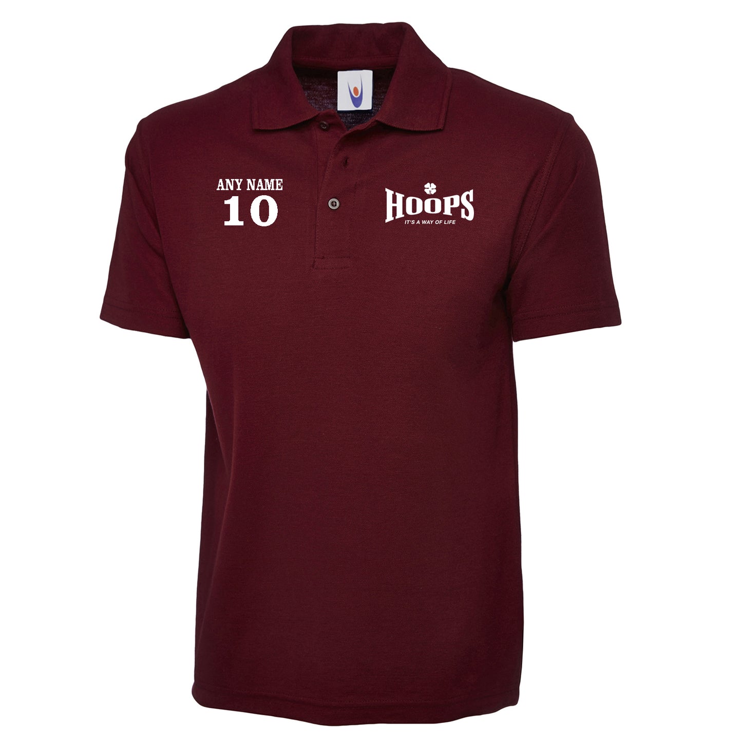 Hoops It's a Way of Life Polo Shirt Personalised with any Embroidered Name & Number