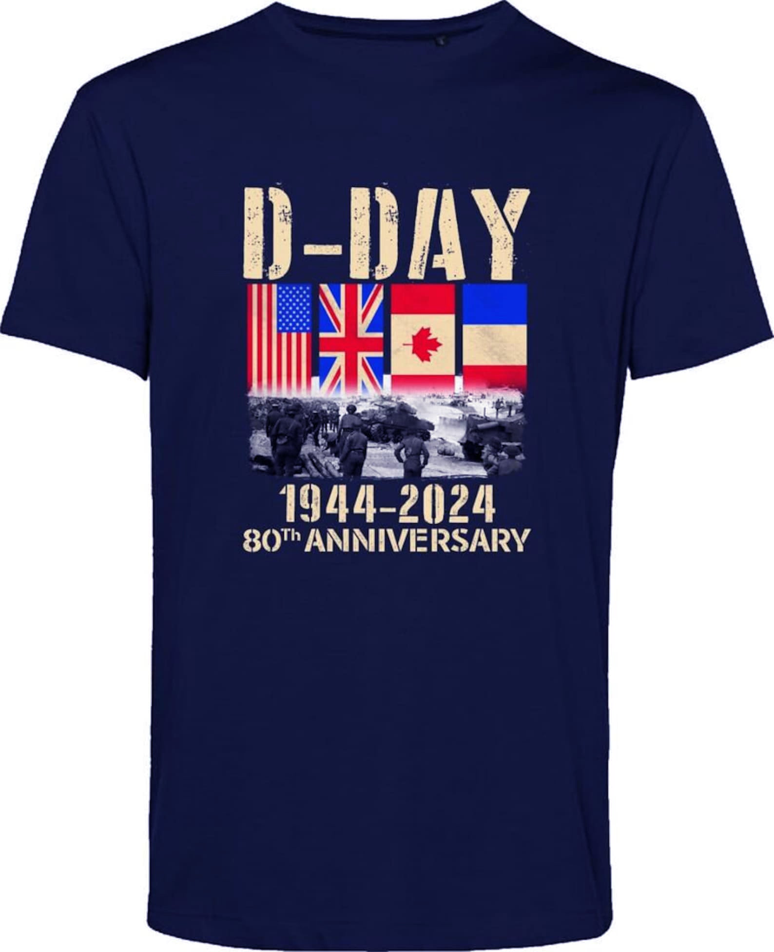 D-Day Normandy Landings 80th Anniversary 1944-2024 Flags T-Shirt