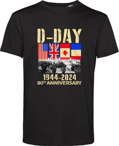 D-Day Normandy Landings 80th Anniversary 1944-2024 Flags T-Shirt