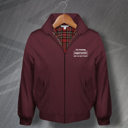 I'm Feeling Supersonic Give Me Gin & Tonic Embroidered Harrington Jacket