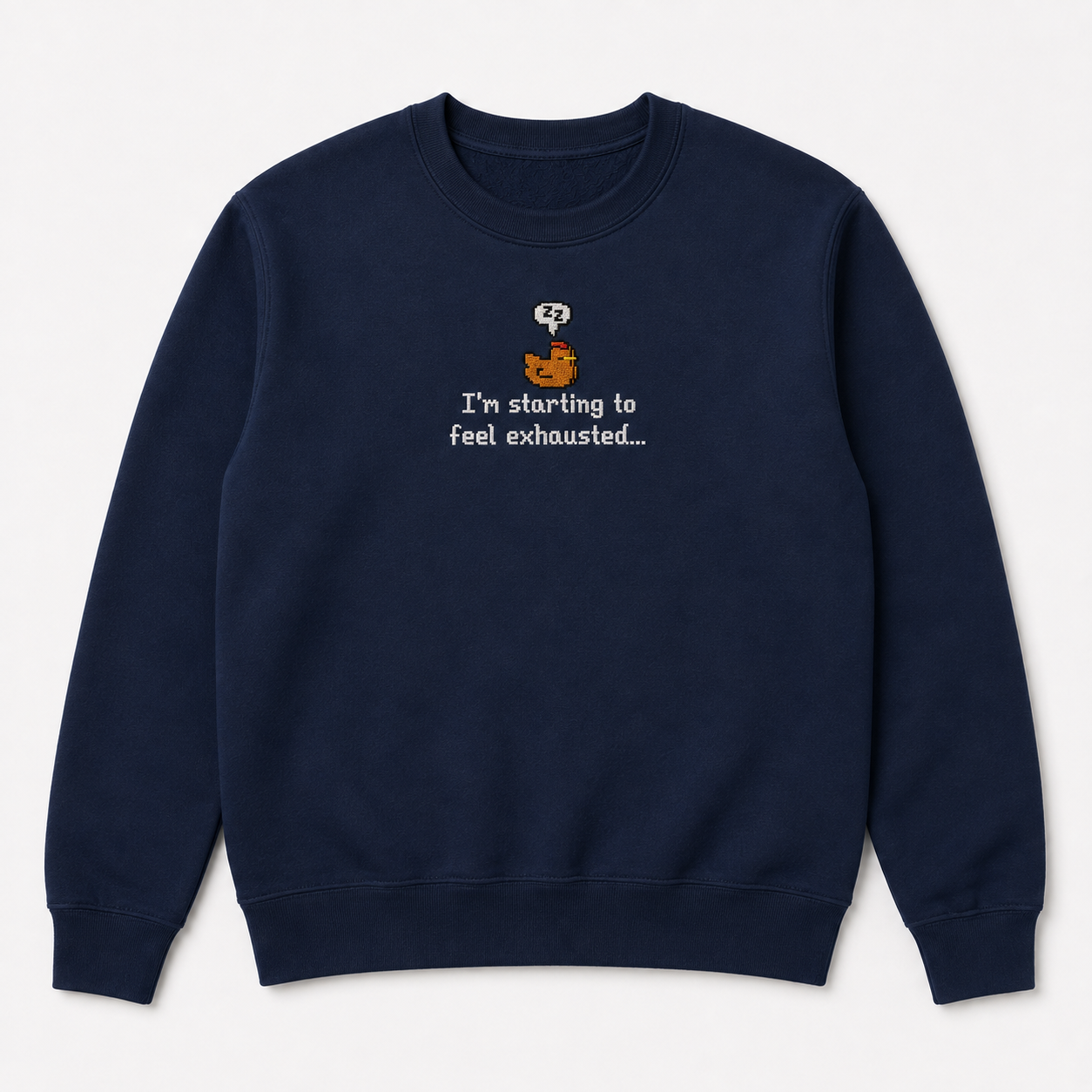 I’m Starting To Feel Exhausted Sleepy Chicken Embroidery Sweatshirt Cozy Stardew Valley Inspired Gaming Gift