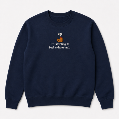 I’m Starting To Feel Exhausted Sleepy Chicken Embroidery Sweatshirt Cozy Stardew Valley Inspired Gaming Gift