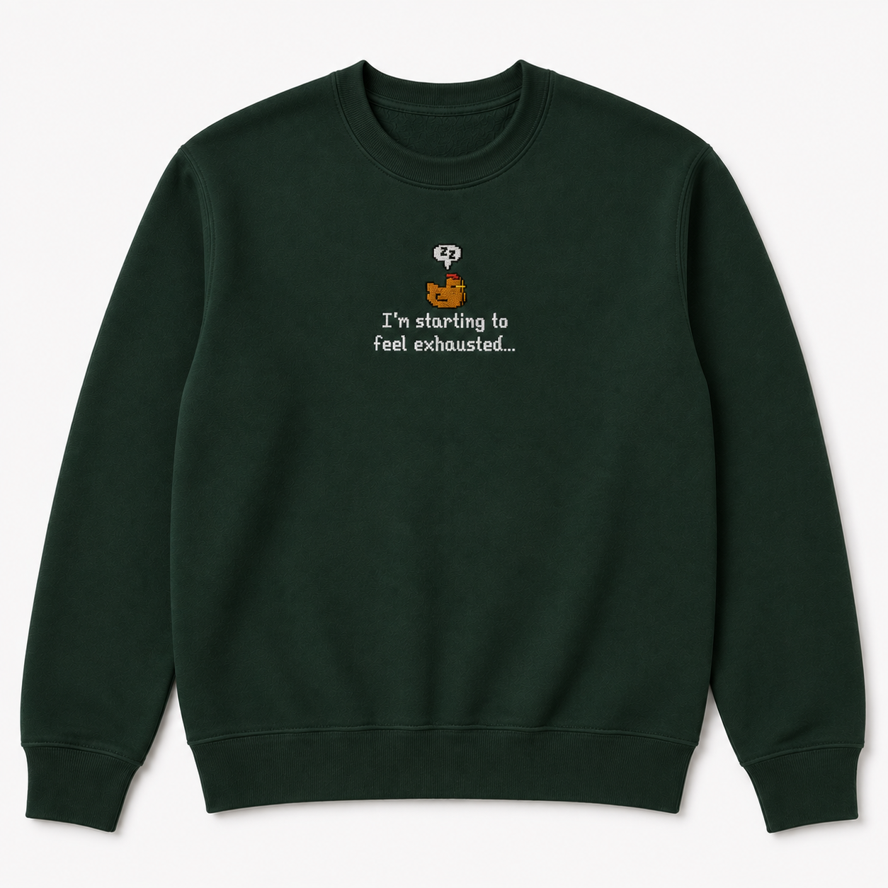 I’m Starting To Feel Exhausted Sleepy Chicken Embroidery Sweatshirt Cozy Stardew Valley Inspired Gaming Gift