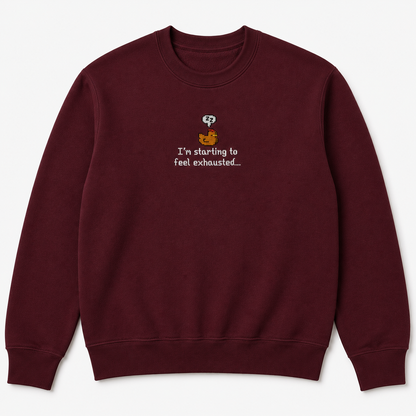 I’m Starting To Feel Exhausted Sleepy Chicken Embroidery Sweatshirt Cozy Stardew Valley Inspired Gaming Gift