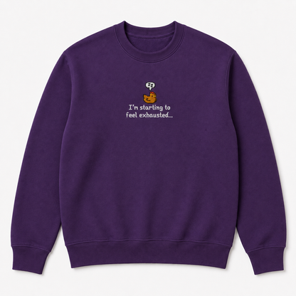 I’m Starting To Feel Exhausted Sleepy Chicken Embroidery Sweatshirt Cozy Stardew Valley Inspired Gaming Gift