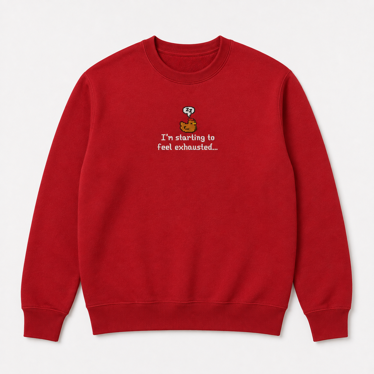I’m Starting To Feel Exhausted Sleepy Chicken Embroidery Sweatshirt Cozy Stardew Valley Inspired Gaming Gift