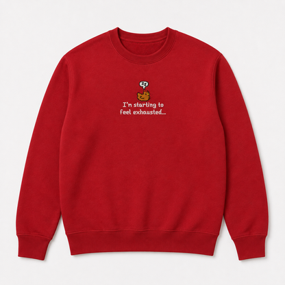 I’m Starting To Feel Exhausted Sleepy Chicken Embroidery Sweatshirt Cozy Stardew Valley Inspired Gaming Gift