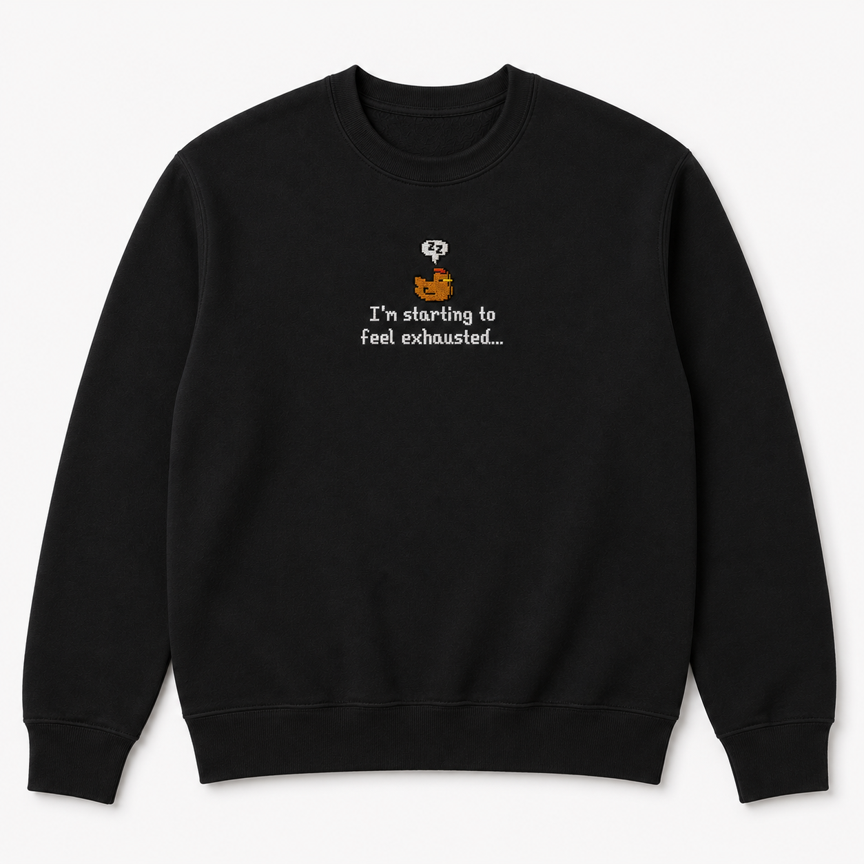 I’m Starting To Feel Exhausted Sleepy Chicken Embroidery Sweatshirt Cozy Stardew Valley Inspired Gaming Gift