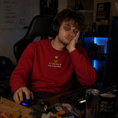 I’m Starting To Feel Exhausted Sleepy Chicken Embroidery Sweatshirt Cozy Stardew Valley Inspired Gaming Gift
