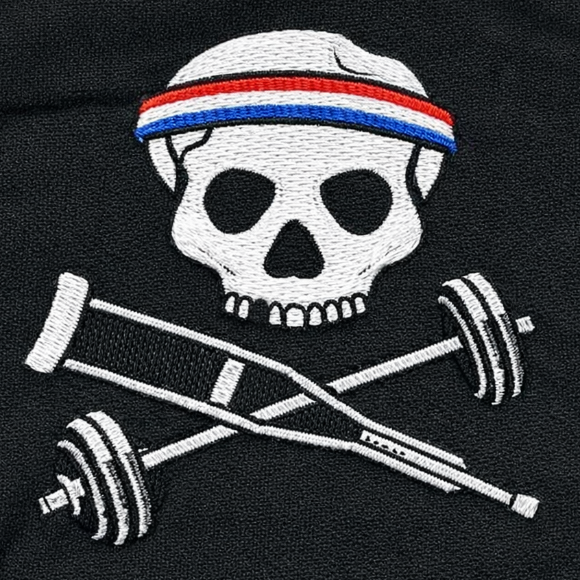 Johnny Knoxville Crutch Barbell and Bones T Shirt