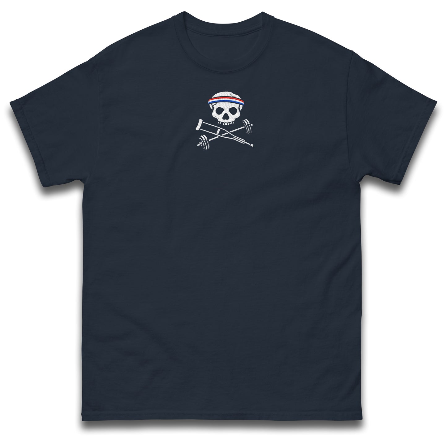 Johnny Knoxville Crutch Barbell and Bones T Shirt
