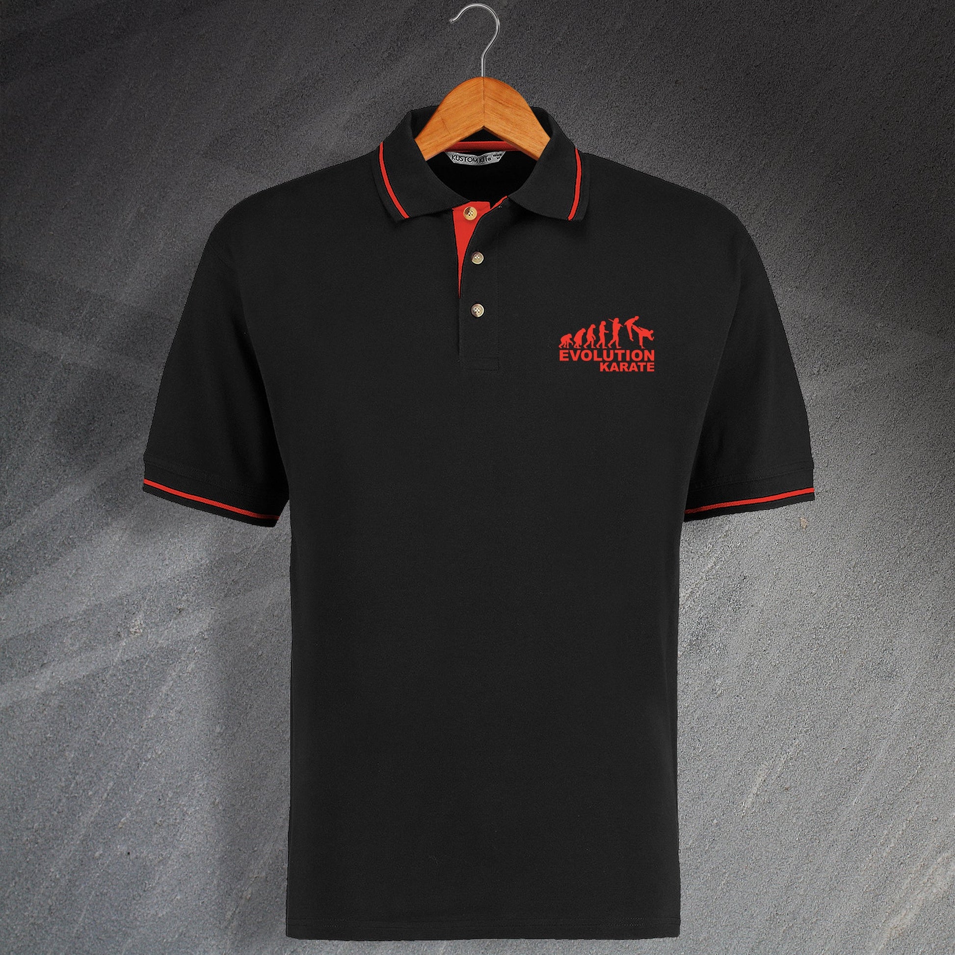 Evolution Karate Embroidered Contrast Polo Shirt