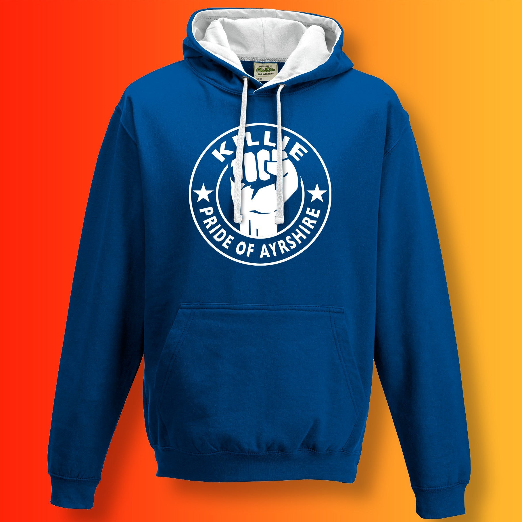 Killie Contrast Hoodie with The Pride of Ayrshire Design