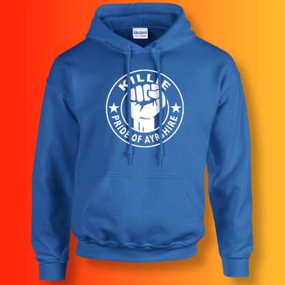 Killie Hoodie with The Pride of Ayrshire Design Royal Blue
