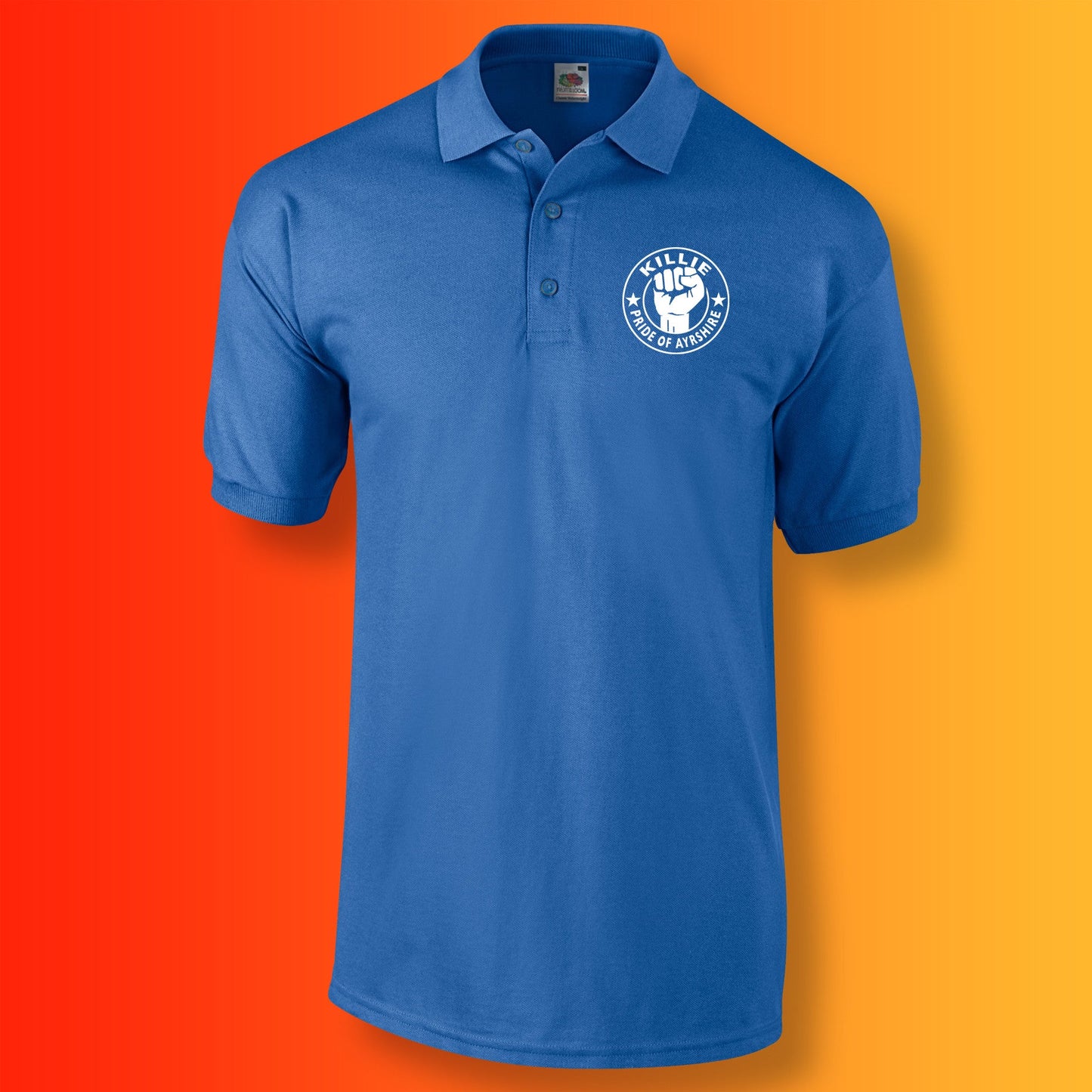Killie Polo Shirt with The Pride of Ayrshire Design Royal Blue